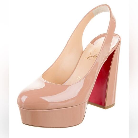 Christian Louboutin Movida Sling 130 Nude Pumps Size 38 - Picture 2 of 14